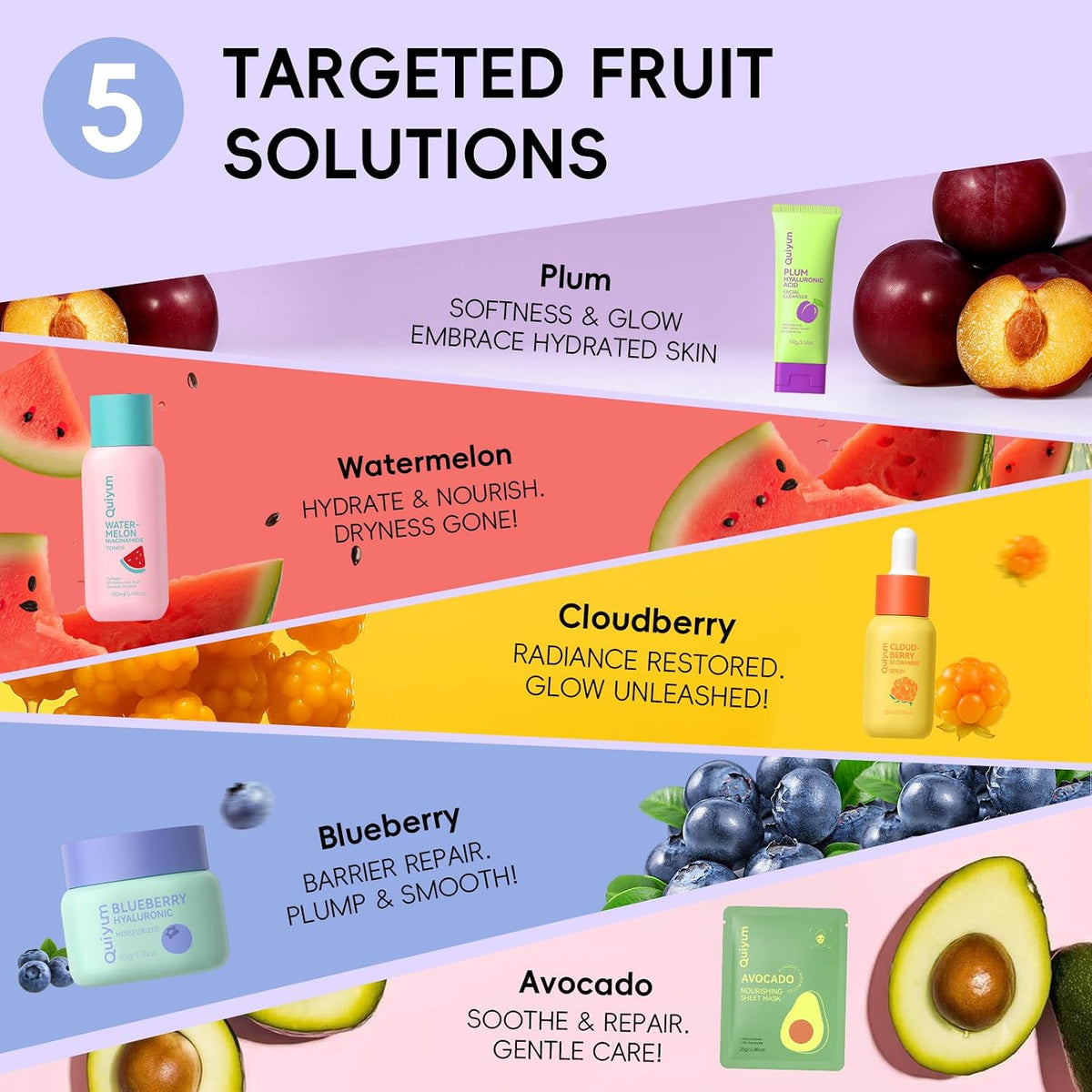 QUIYUM Set de cuidado de la piel de frutas para pieles sensibles y...