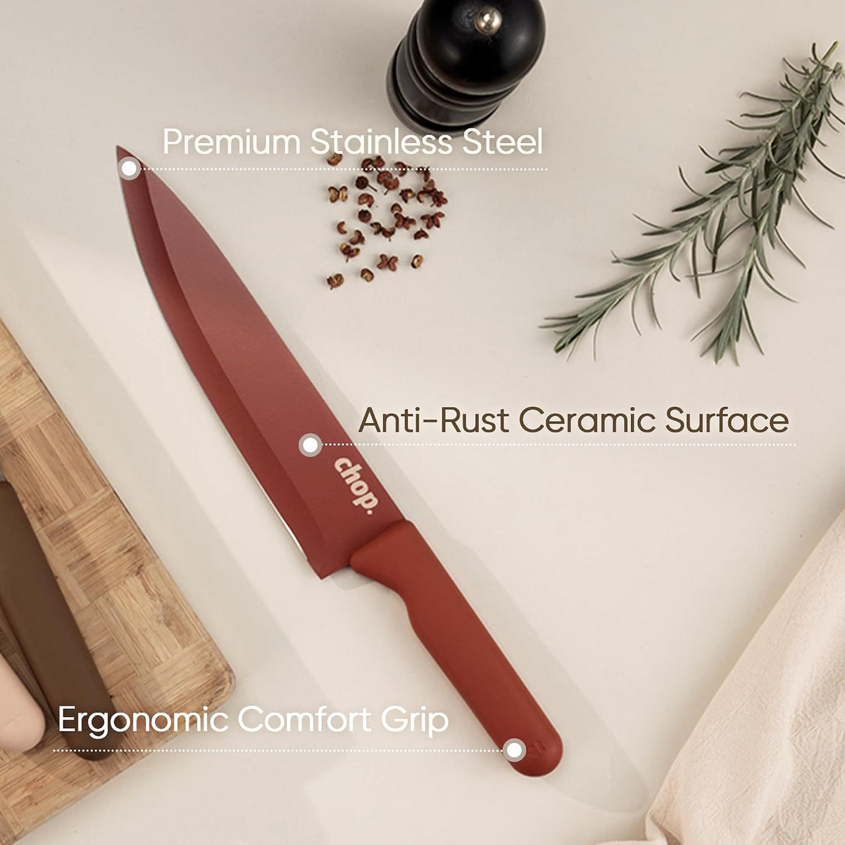 CAROTE - Juego de cuchillos de cocina, 6 cuchillos florales con 6 p...