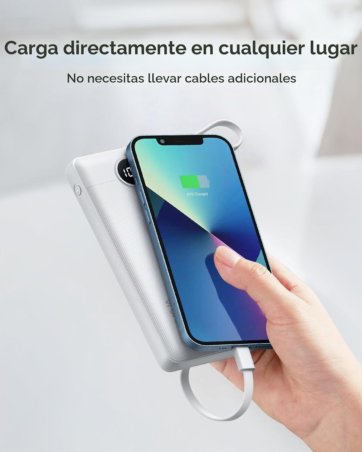 Cargador portátil VRURC, banco de energía delgado con 4 cables inco...