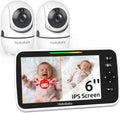 HelloBaby Monitor de bebé con 2 cámaras, pantalla dividida de 6 pul...
