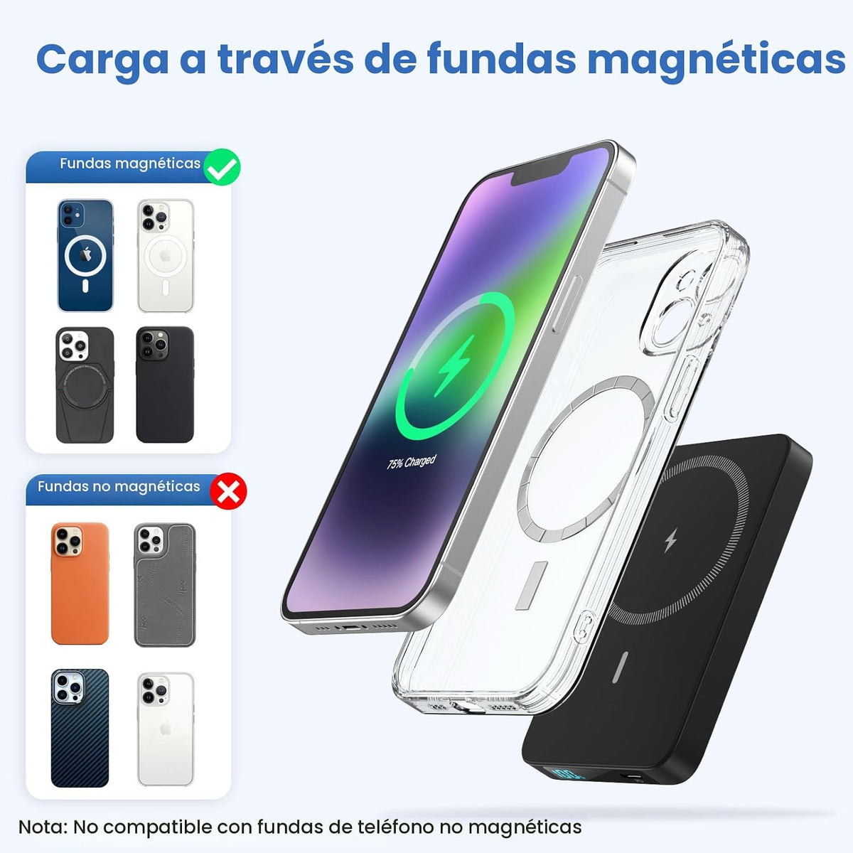 Cargador portátil magnético de 10800 mAh para batería Magsafe, banc...