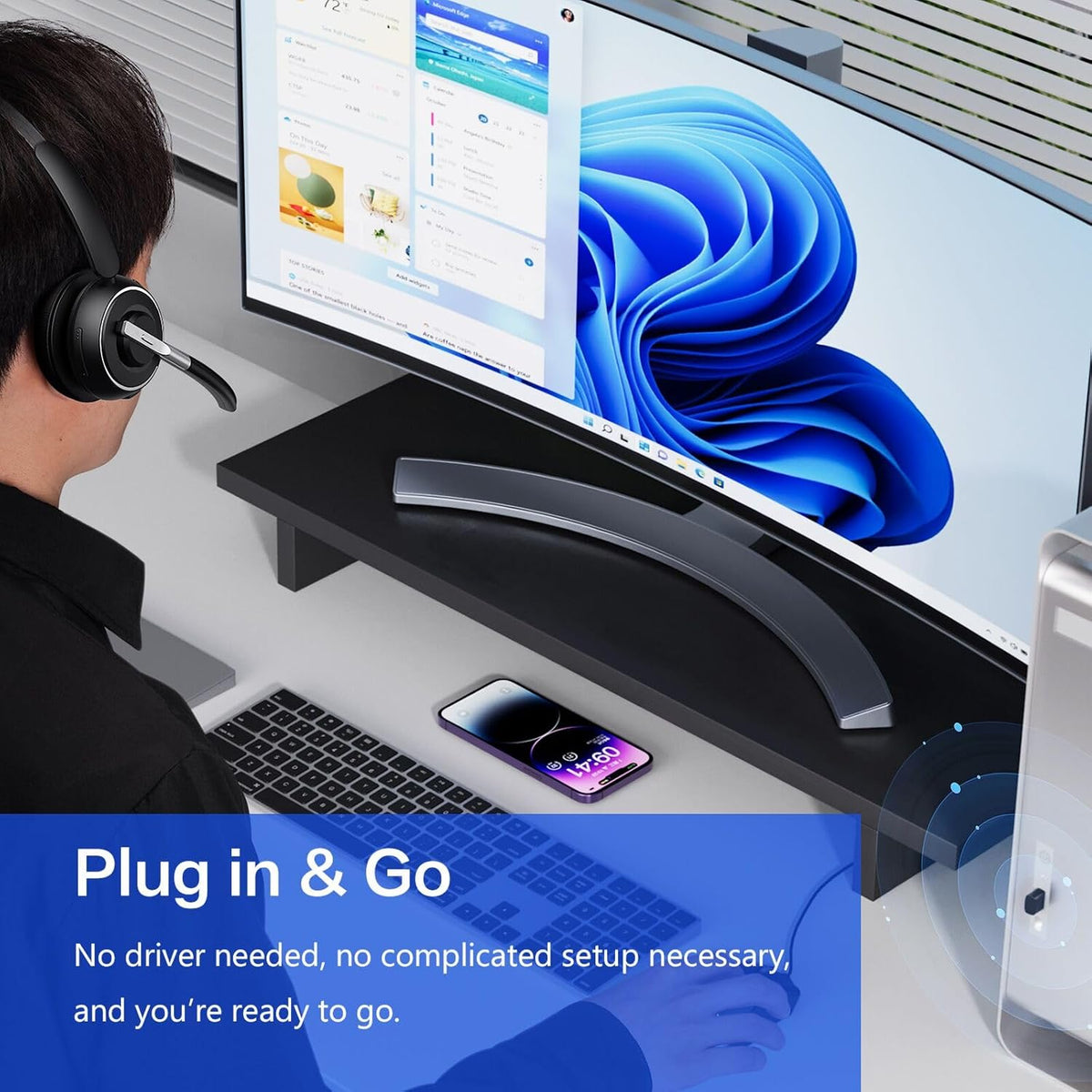 Auriculares inalámbricos con micrófono para el trabajo Auriculares...