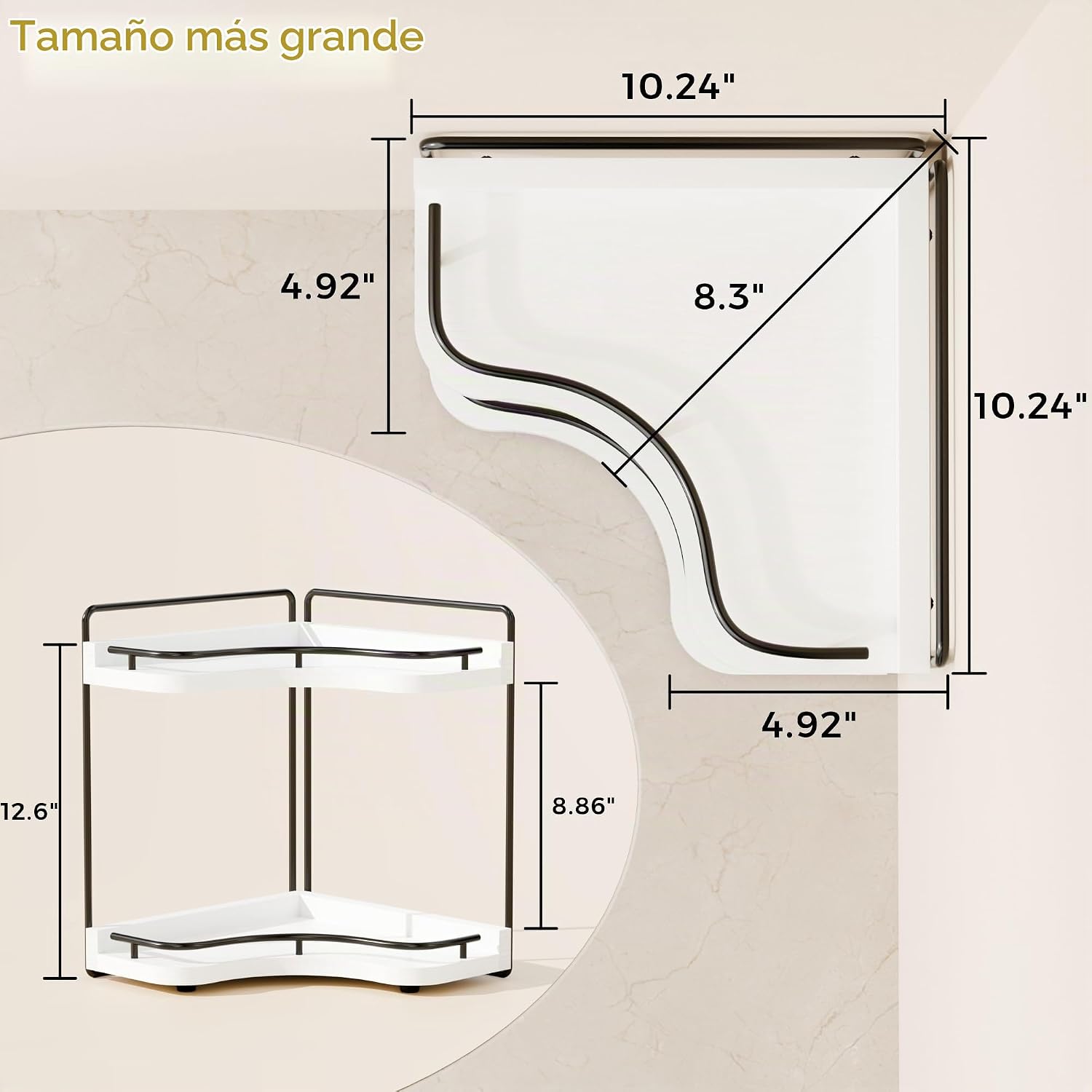 Naeqieo Organizador de encimera de baño de esquina de 2 niveles, es...