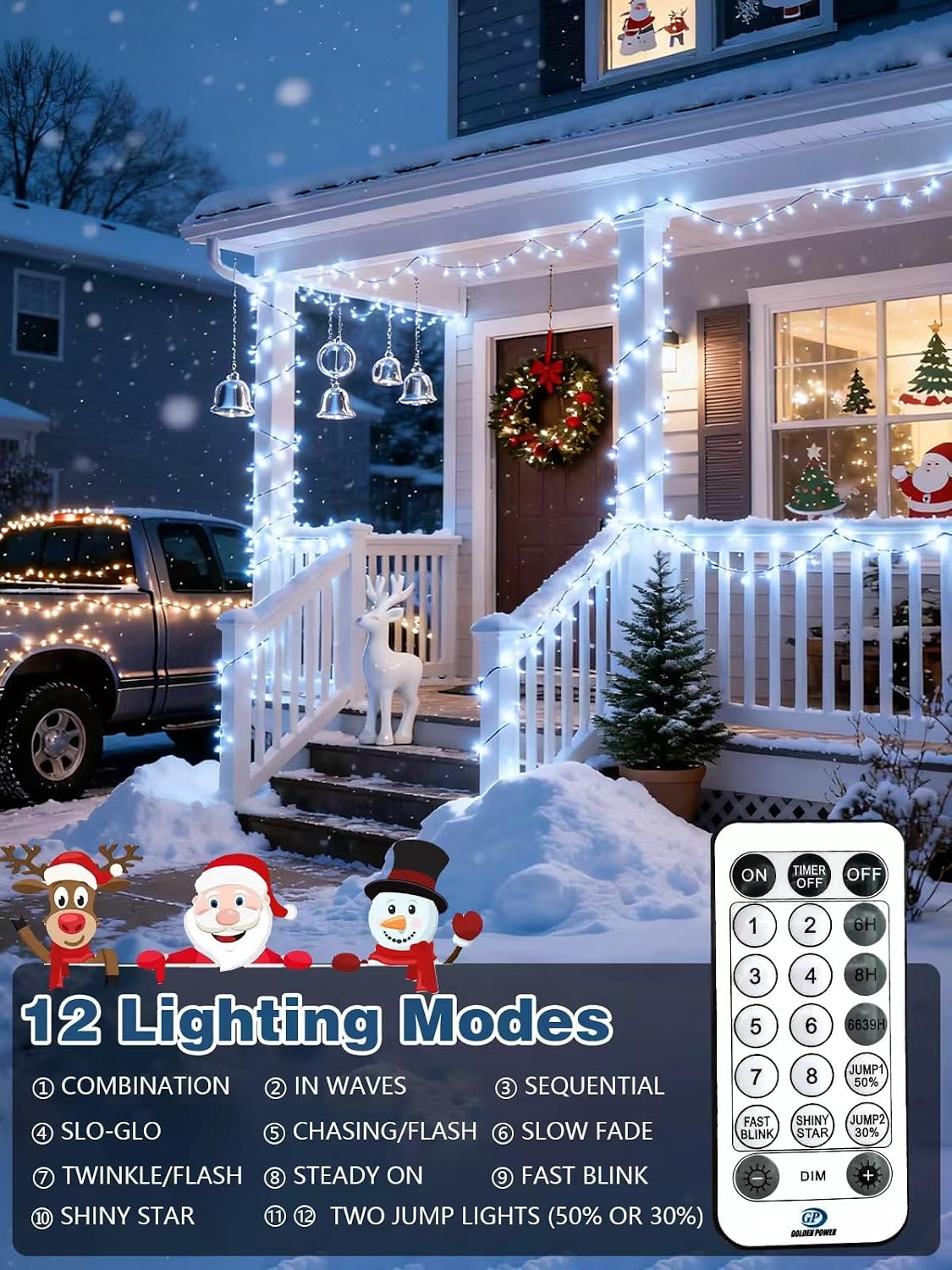 Luces de Navidad controladas por voz con control remoto, cadena de...