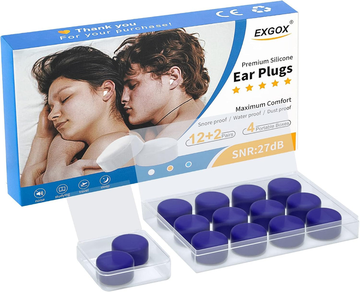 EXGOX 7 pares de tapones de silicona para los oídos para dormir con...