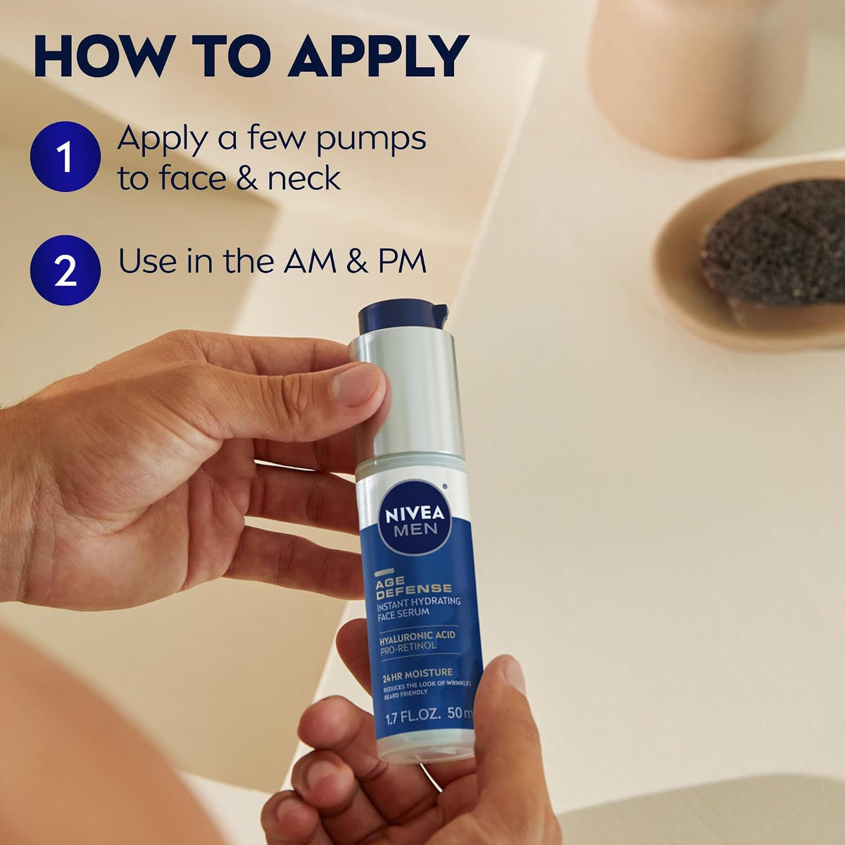 NIVEA MEN Age Defense - Suero facial hidratante instantáneo para pi...