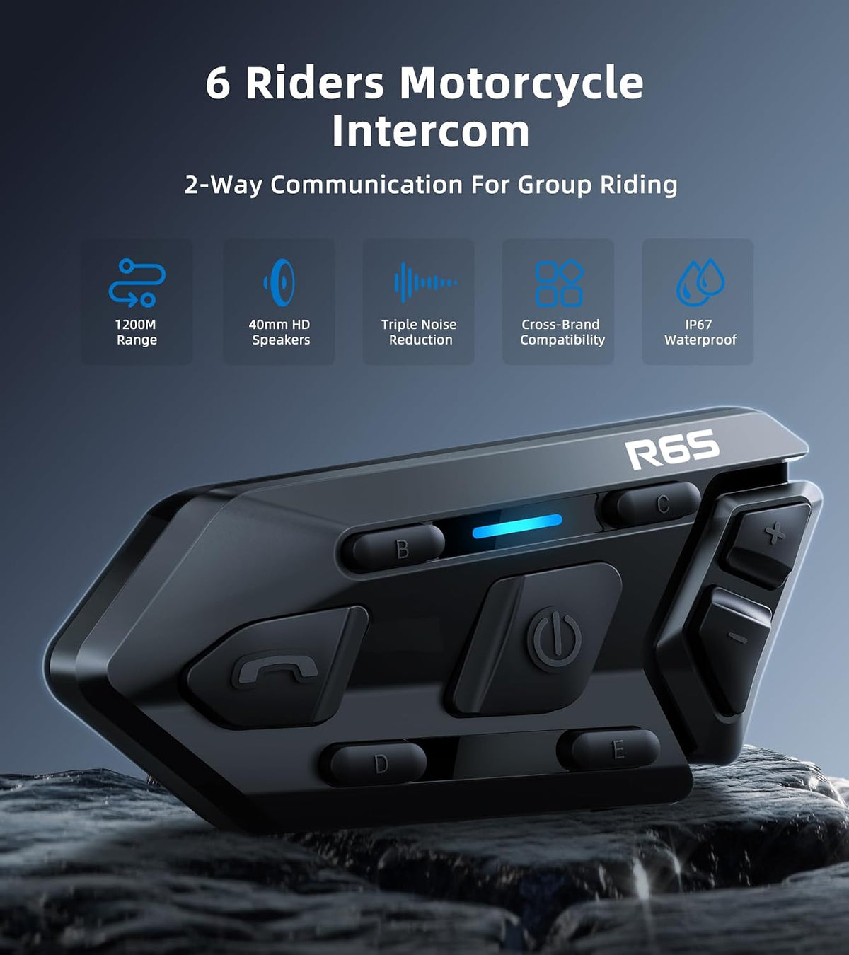 Auriculares Bluetooth para motocicleta, intercomunicador de casco b...