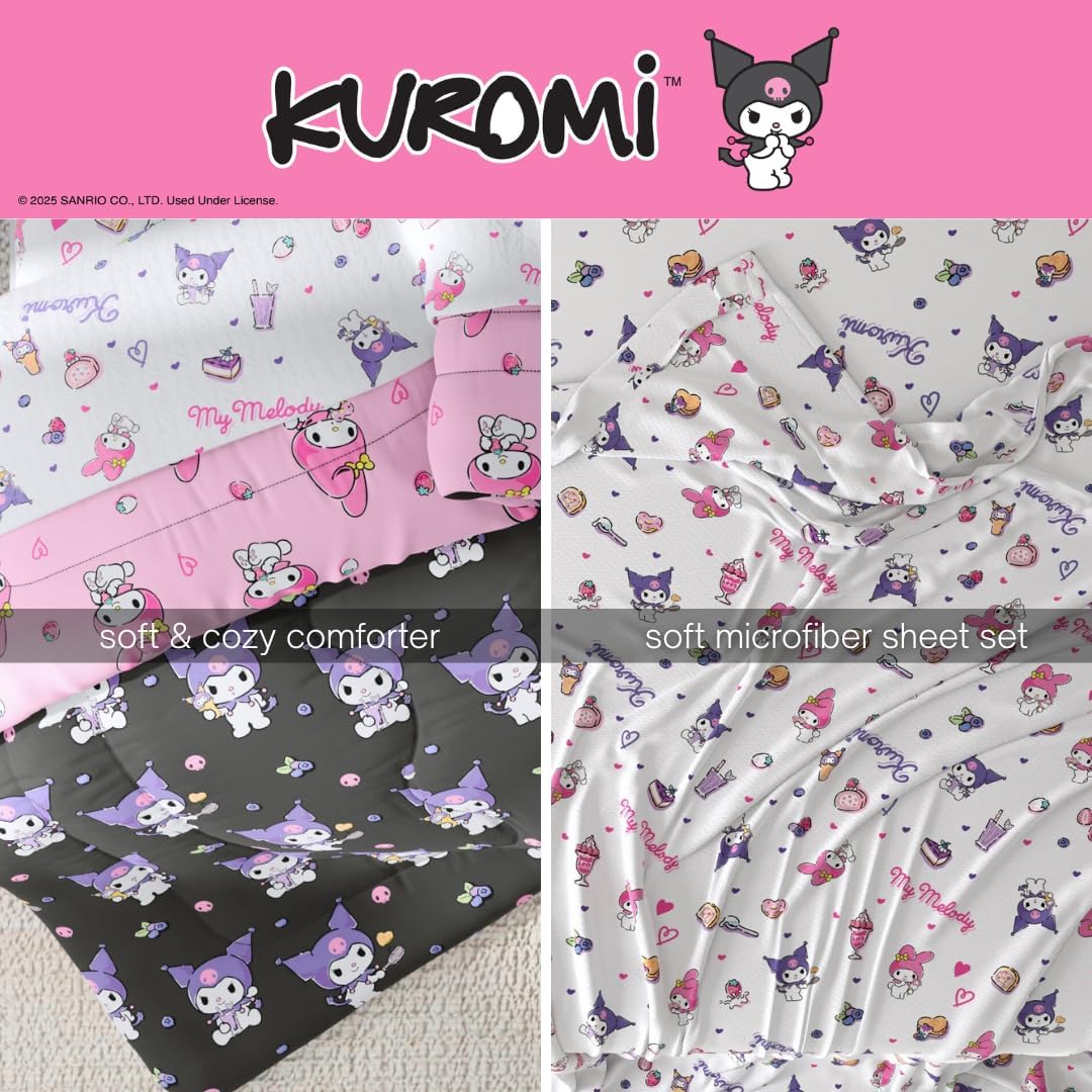Franco - Juego de ropa de cama Sanrio Kuromi &amp; My Melody 5 piez...