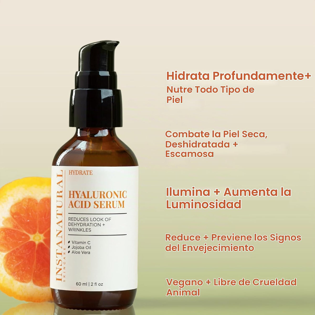 Suero ácido hialurónico InstaNatural, anti edad para el rostro, red...