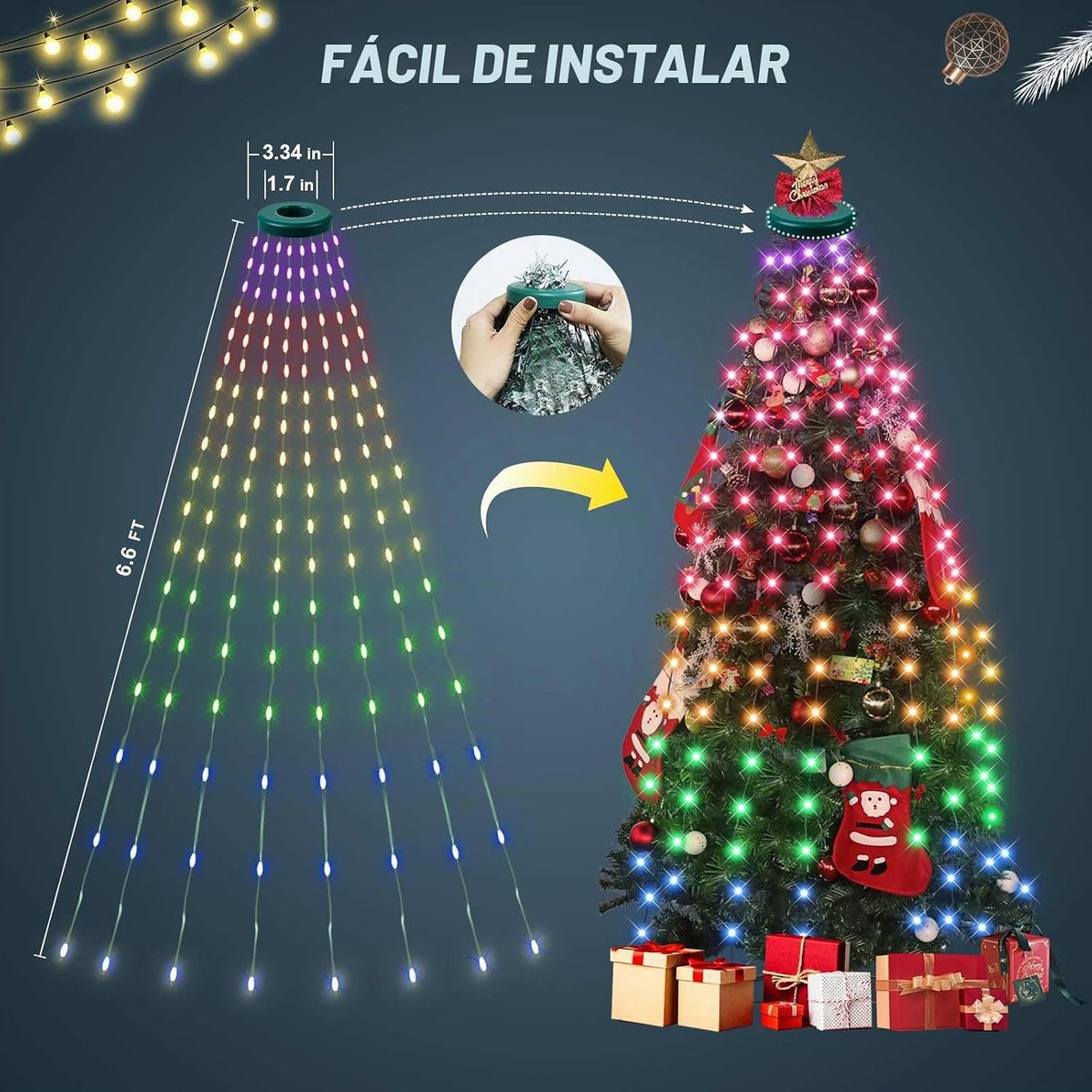 ASTRAEA - Luces inteligentes para árbol de Navidad, 200 LED con apl...