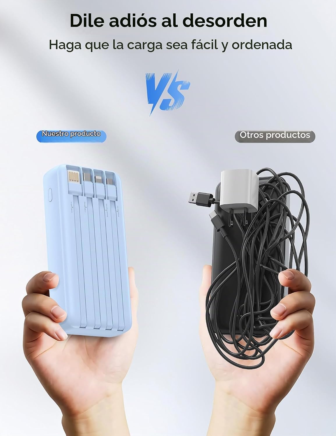 Nusyddy Cargador Portátil 20000mAh con 4 Cables Integrados y 6 Sali...