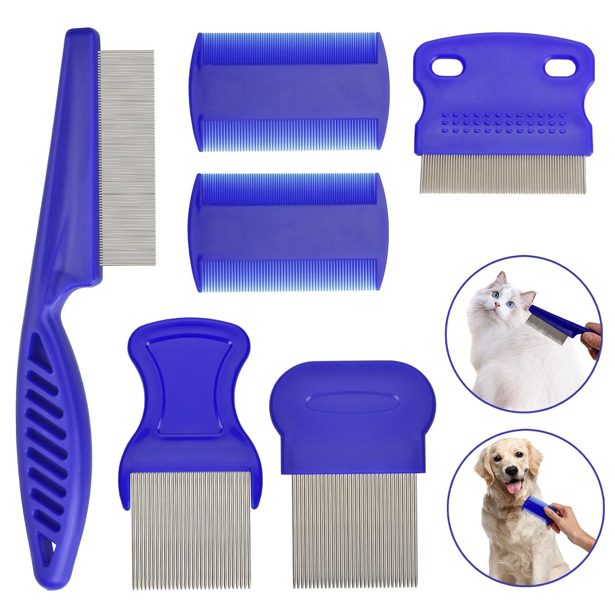 Peine para pulgas para gatos y perros, paquete de 6 peines para pio...