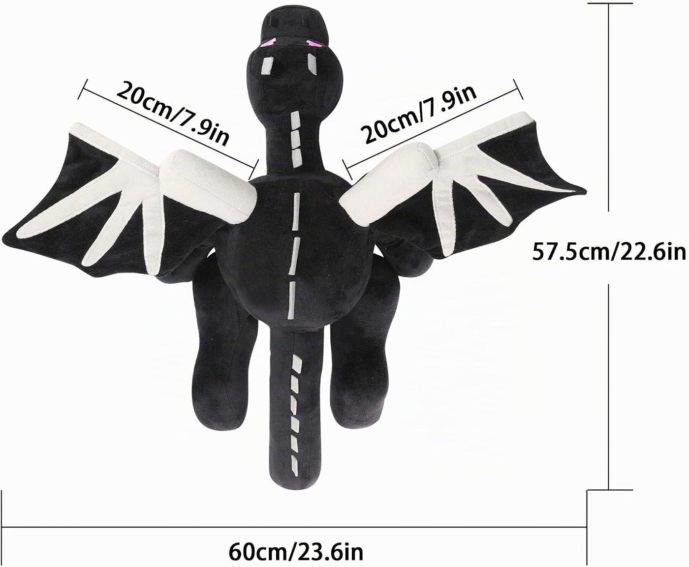 Adumtil - Peluche de dragón negro de 23.7 pulgadas (60 cm) - Juguet...