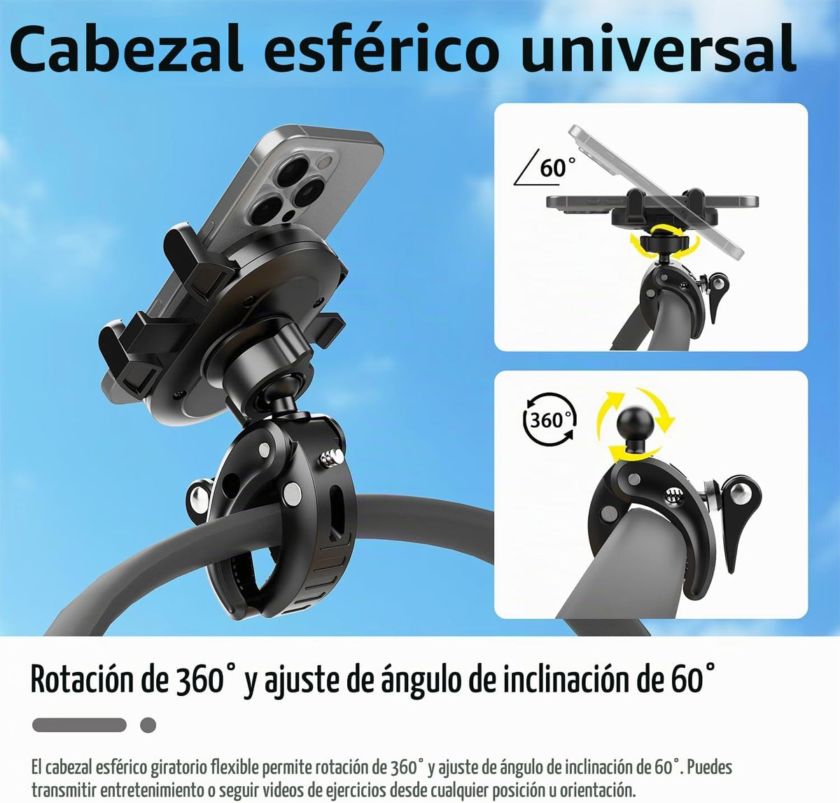 Temvue Soporte de teléfono para cochecito, abrazadera de montaje un...