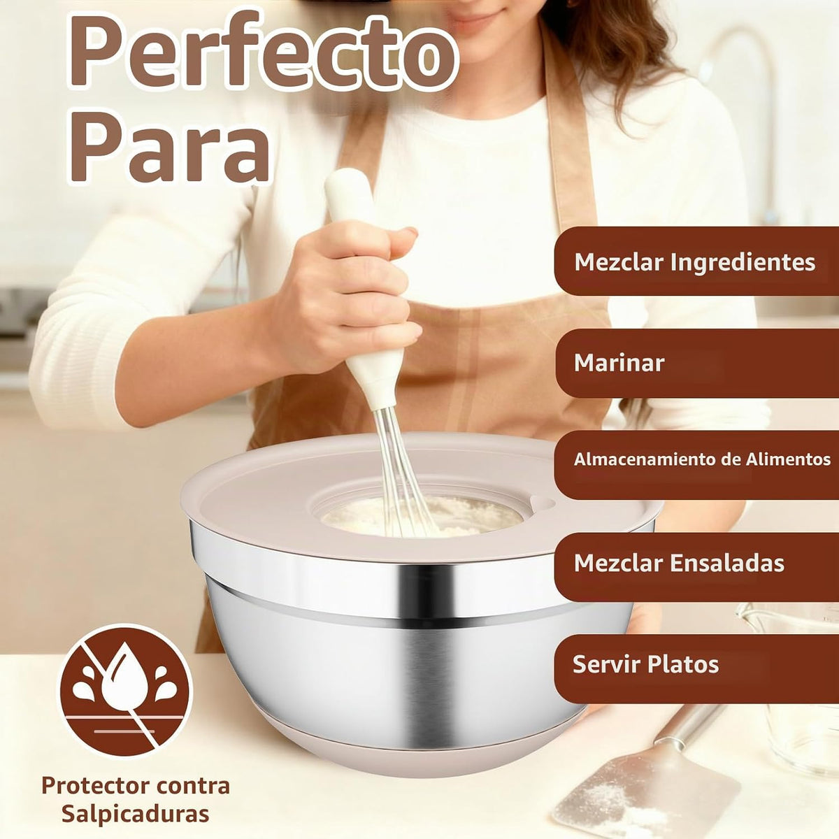 Hybemmy Paquete de 9 tazones para mezclar con tapas herméticas, cue...