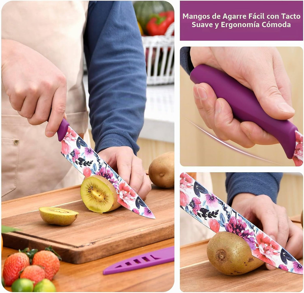 Juego de cuchillos UPTRUST, juego de cuchillos de cocina de 12 piez...