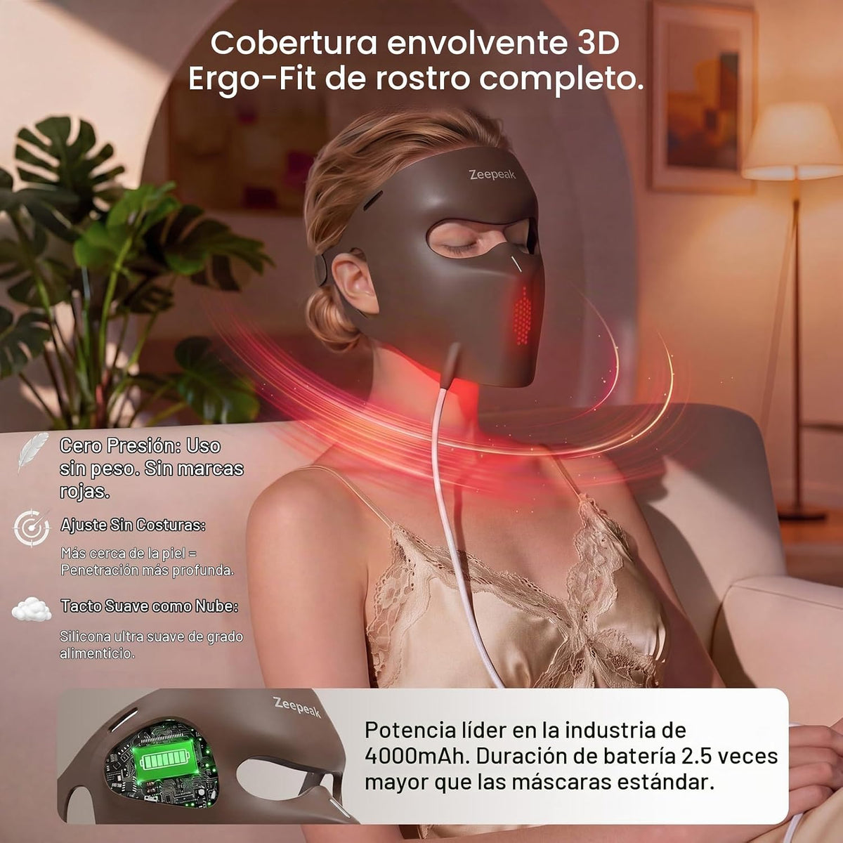 Terapia de luz roja 3D aprobada por la FDA para cara, 6 modos | Aju...
