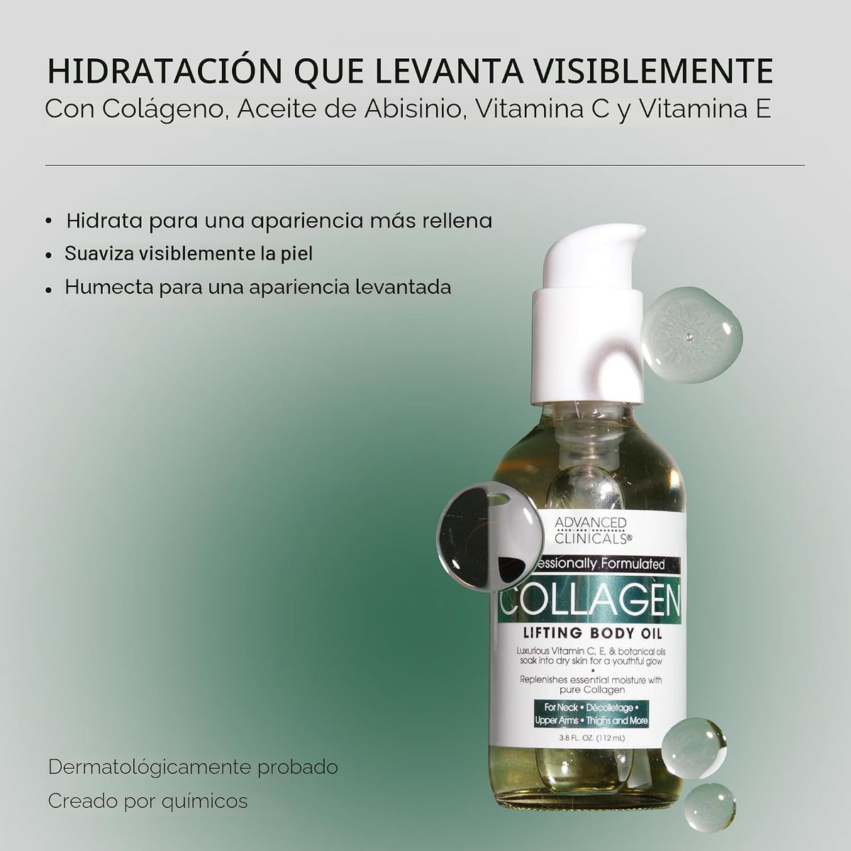 Advanced Clinicals - Aceite corporal de colágeno + aceite hidratant...
