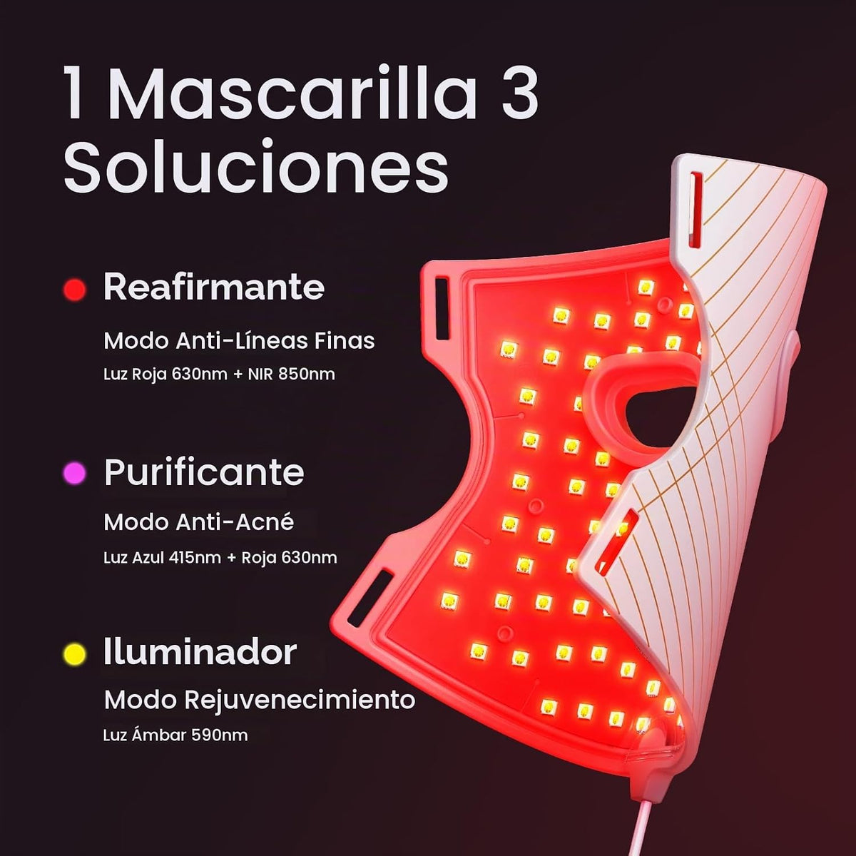Wavytalk Máscara de terapia de luz roja para cara, ELLE mejor herra...