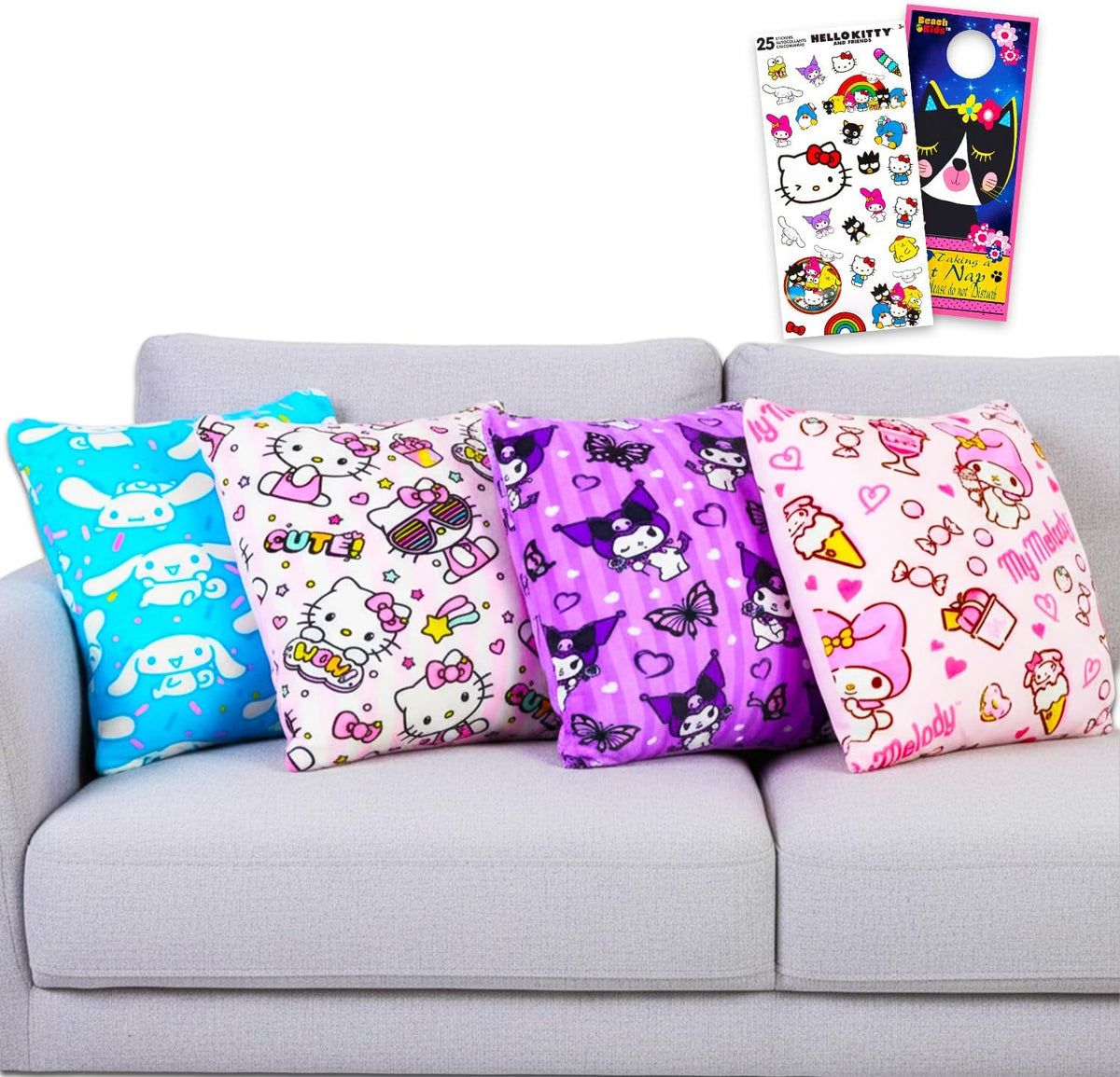 Hello Kitty and Friends - Almohadas de felpa para niños, paquete de...