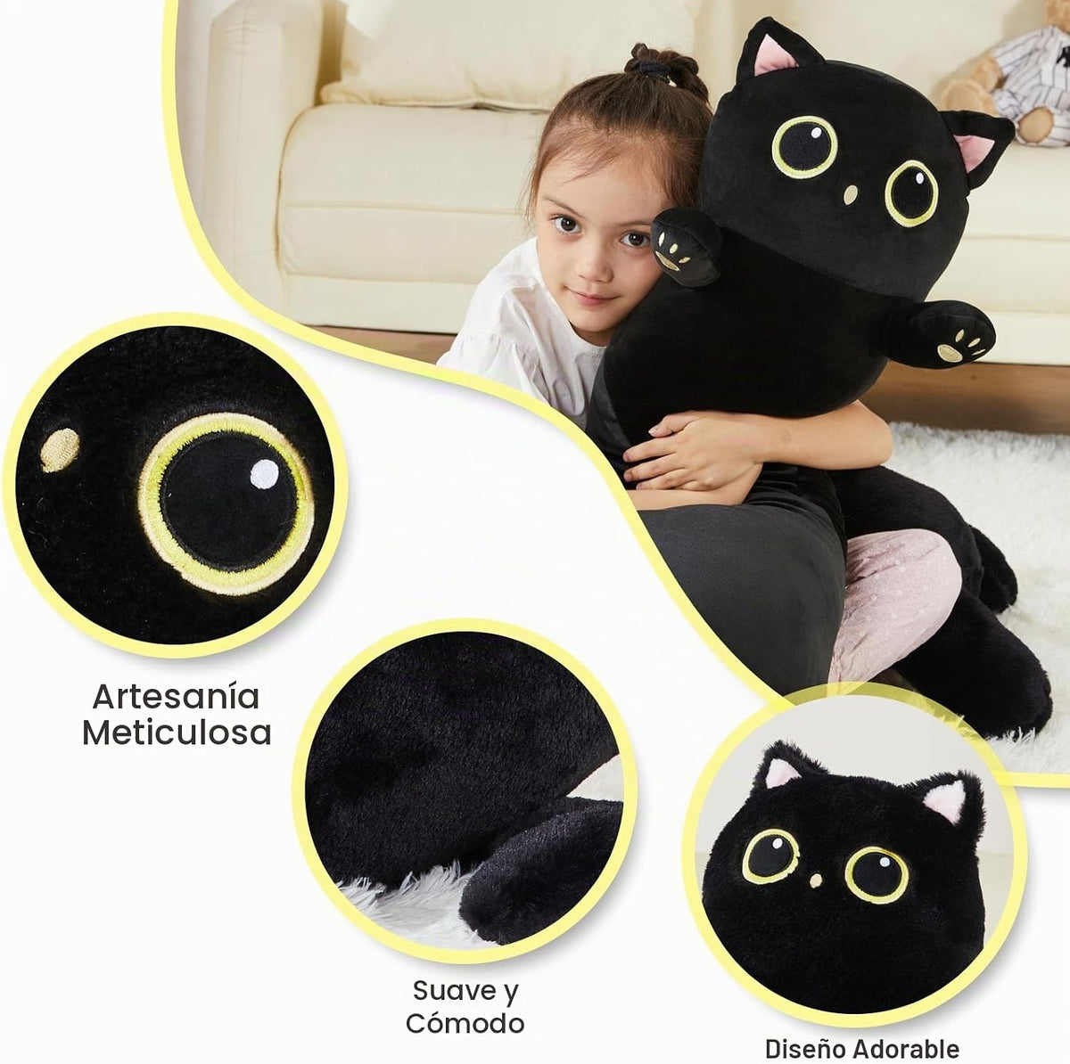 TPVV Animal de peluche de gato gigante de 31,5 pulgadas, juguete de...