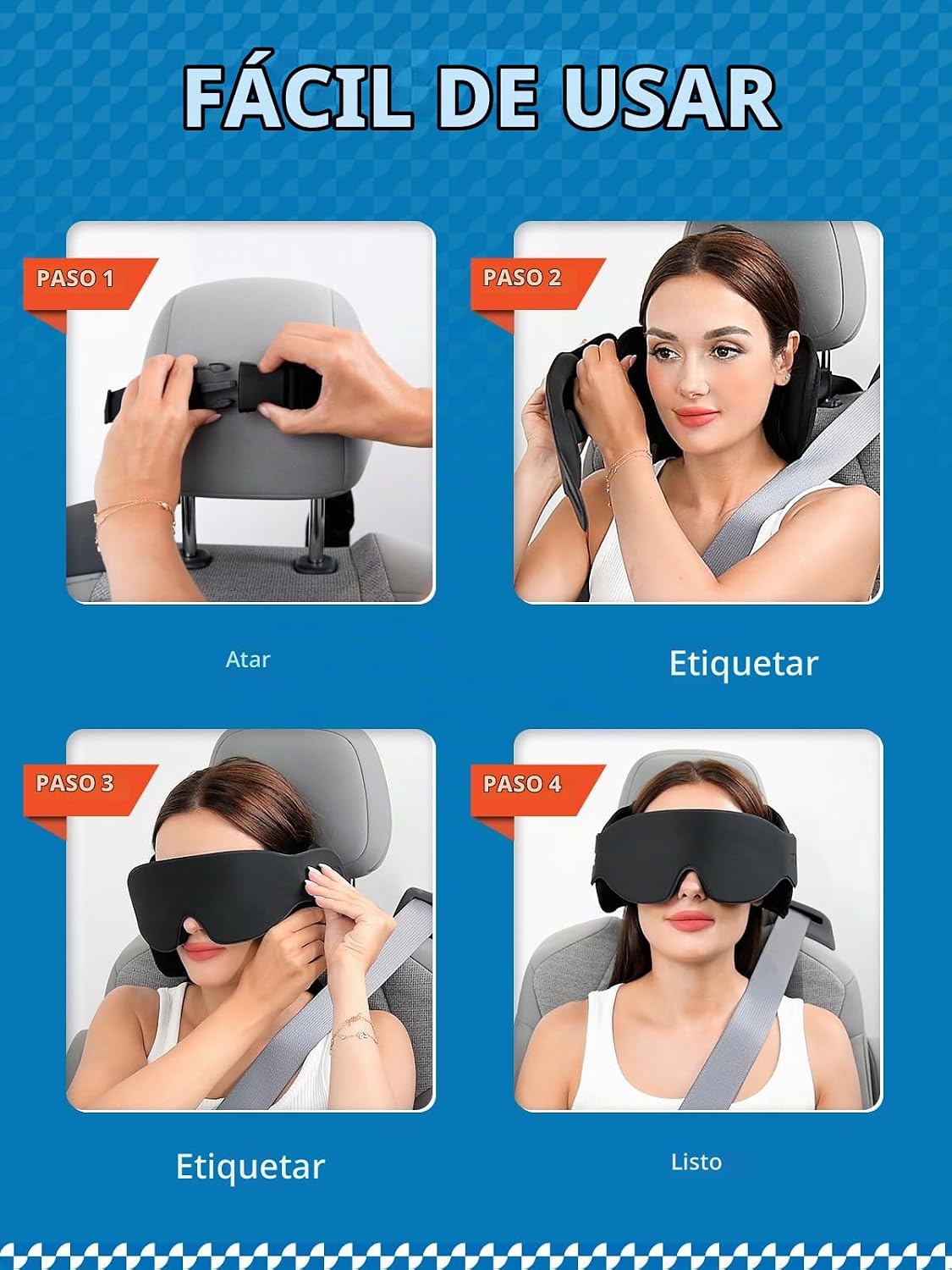 Almohada de viaje Sarisun, almohada de viaje para coche con máscara...