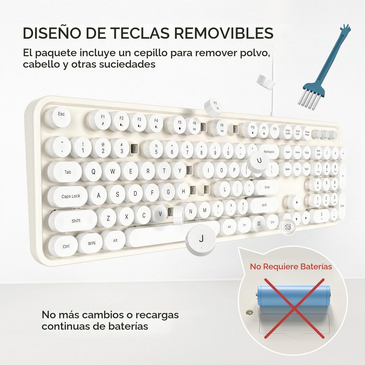 MOWUX Teclado de Computadora con Cable, Plug and Play USB Teclado R...