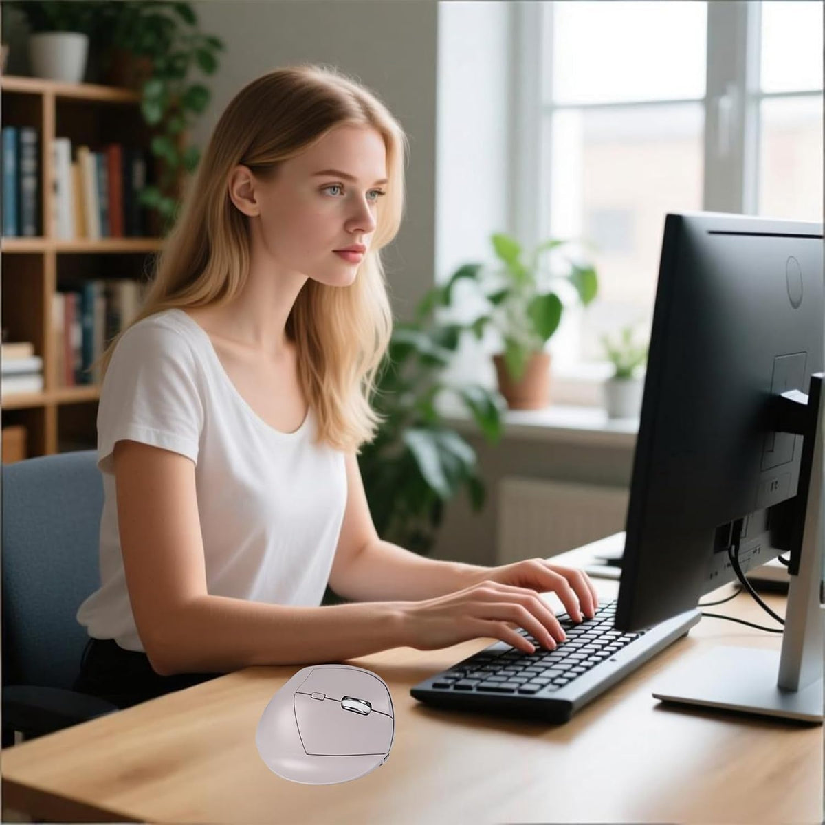 Justdfine Ratón vertical ergonómico inalámbrico, clics silenciosos,...
