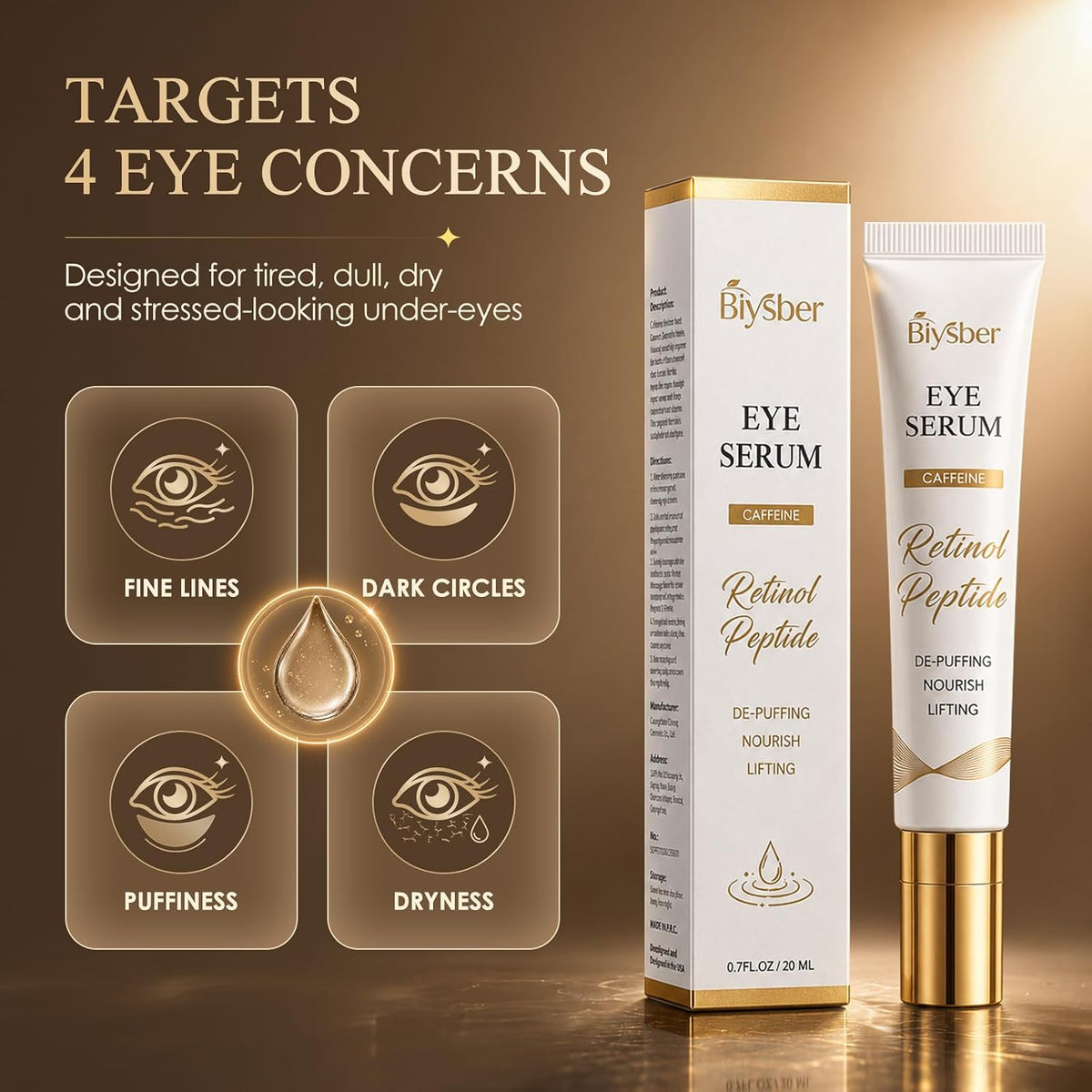 Suero debajo de los ojos para ojeras e hinchazón: suero de ojos con...