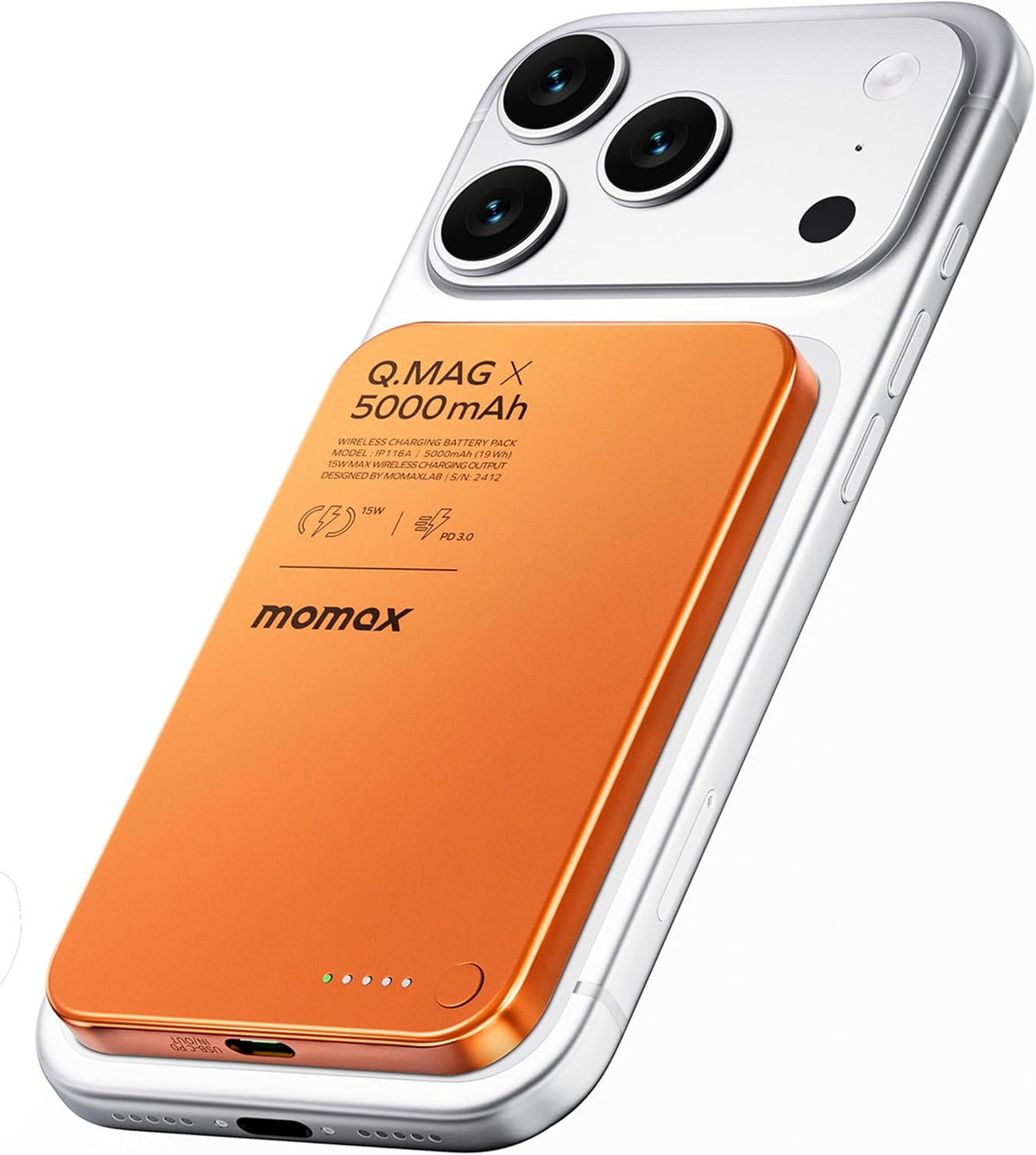 MOMAX Banco de energía magnético de 5000 mAh, ultra delgado de 0.3...