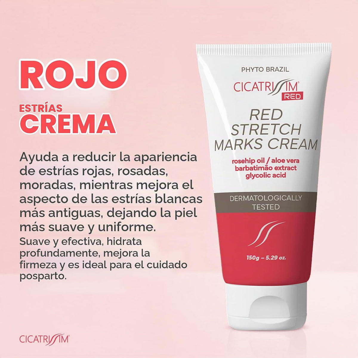 Cicatrissim Crema roja para estrías rojas y moradas, suaviza las es...