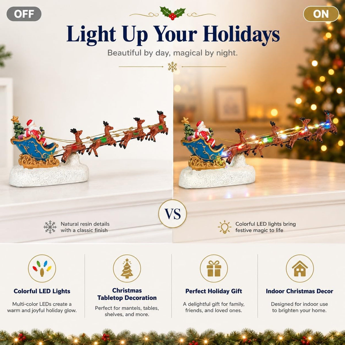 innodept12 trineo de Papá Noel de Navidad con 8 renos - casa de pue...
