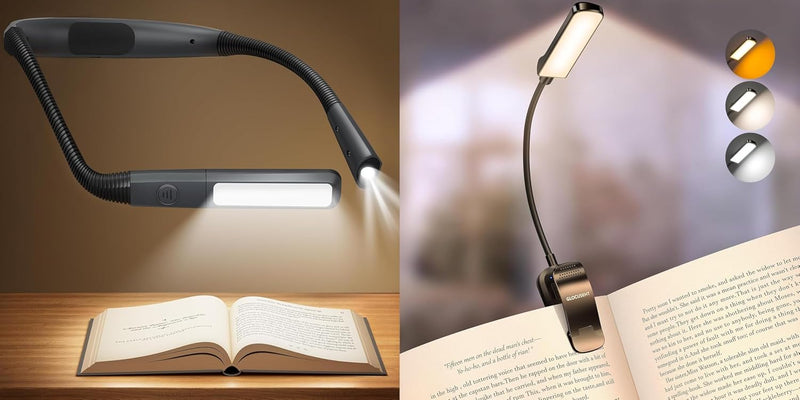 Glocusent Luz de lectura duo: luz de cuello flexible manos libres (...