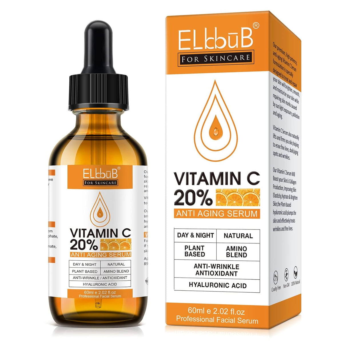 Suero Premium de 20% de Vitamina C para Rostro con Ácido Hialurónic...
