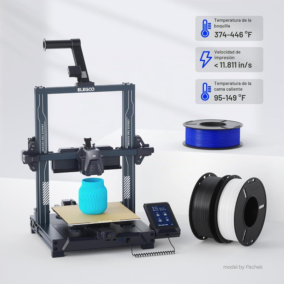 ELEGOO Paquete de filamento de impresora 3D PLA 0.07 in 8 colores 8...