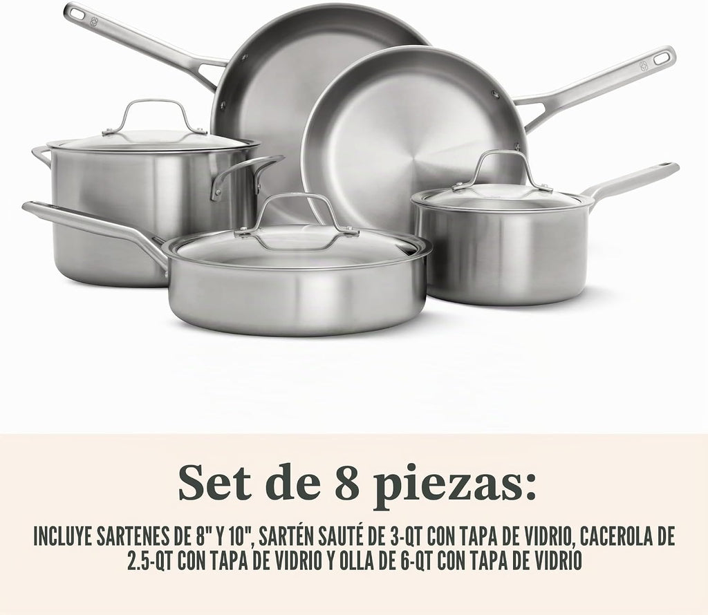 Calphalon Juego de utensilios de cocina de acero inoxidable de 8 pi...