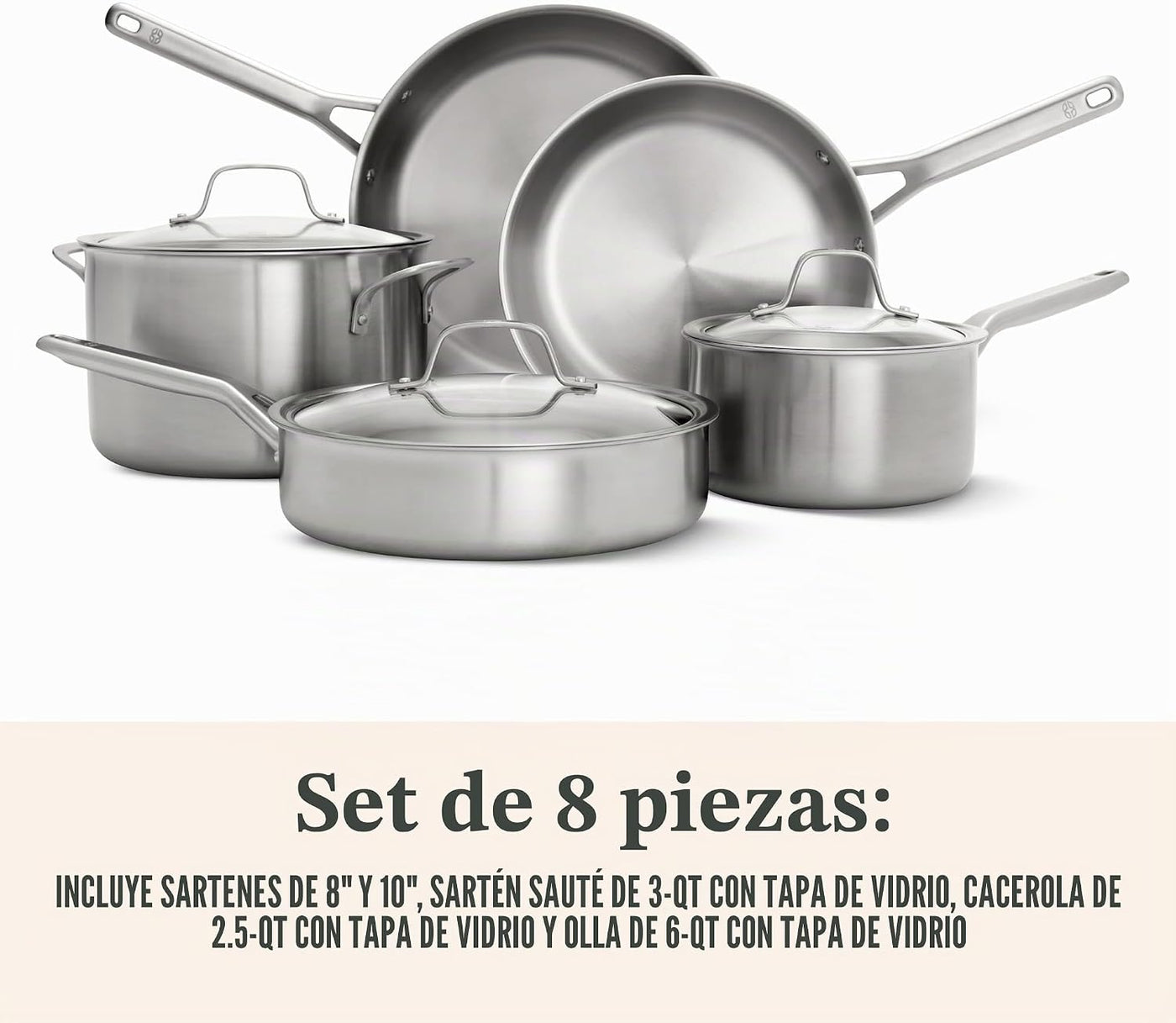 Calphalon Juego de utensilios de cocina de acero inoxidable de 8 pi...