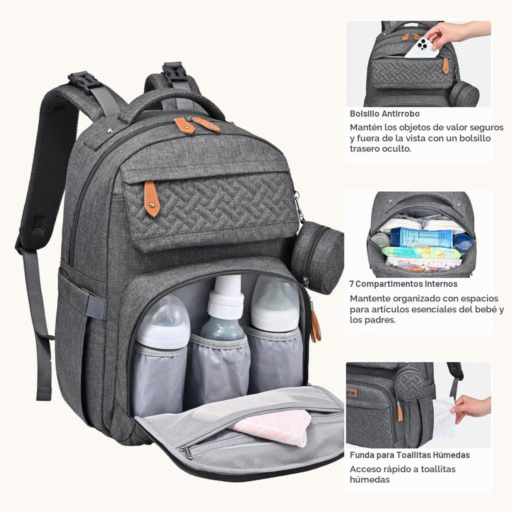 BabbleRoo - Mochila para pañales unisex con cambiador, funda para c...