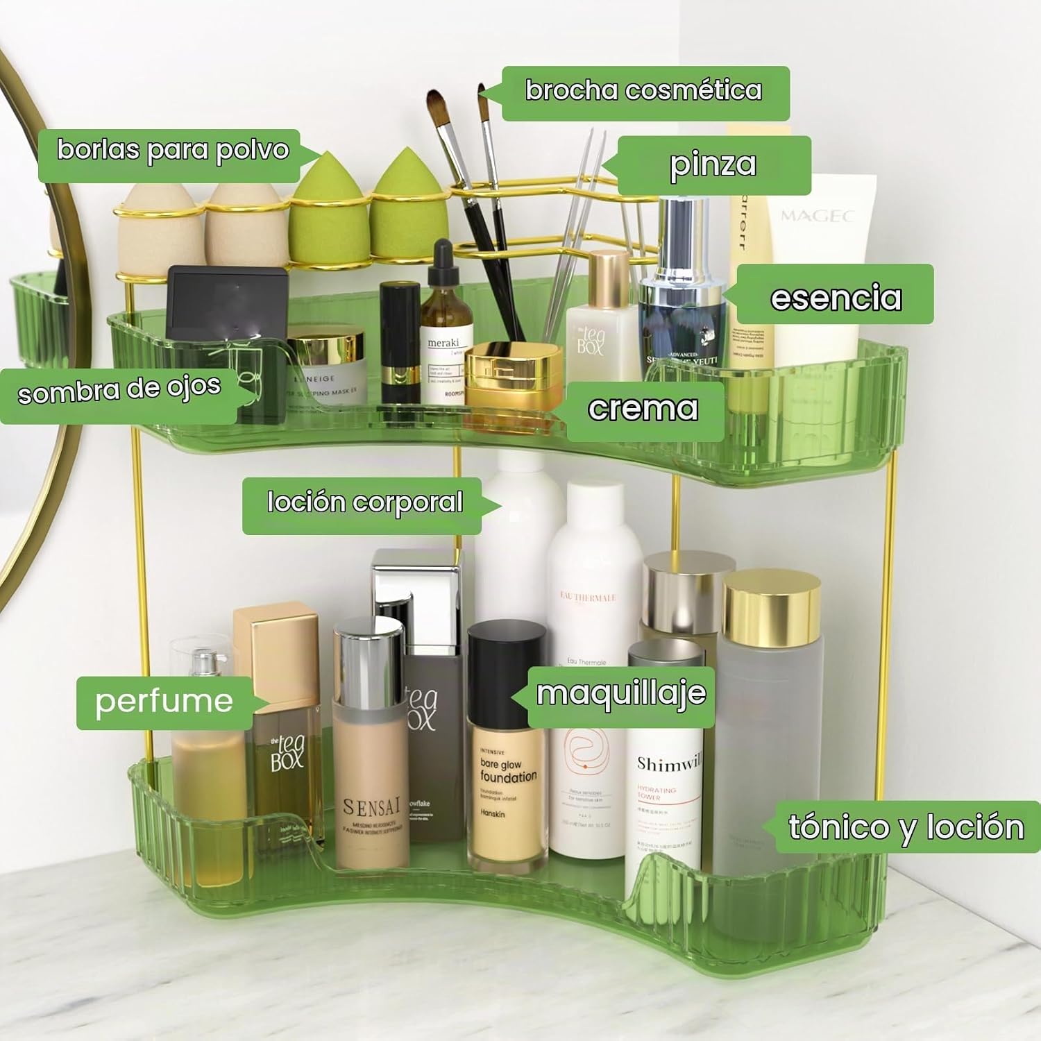NATURE'S SOURCE Organizador de maquillaje para tocador, organiz...