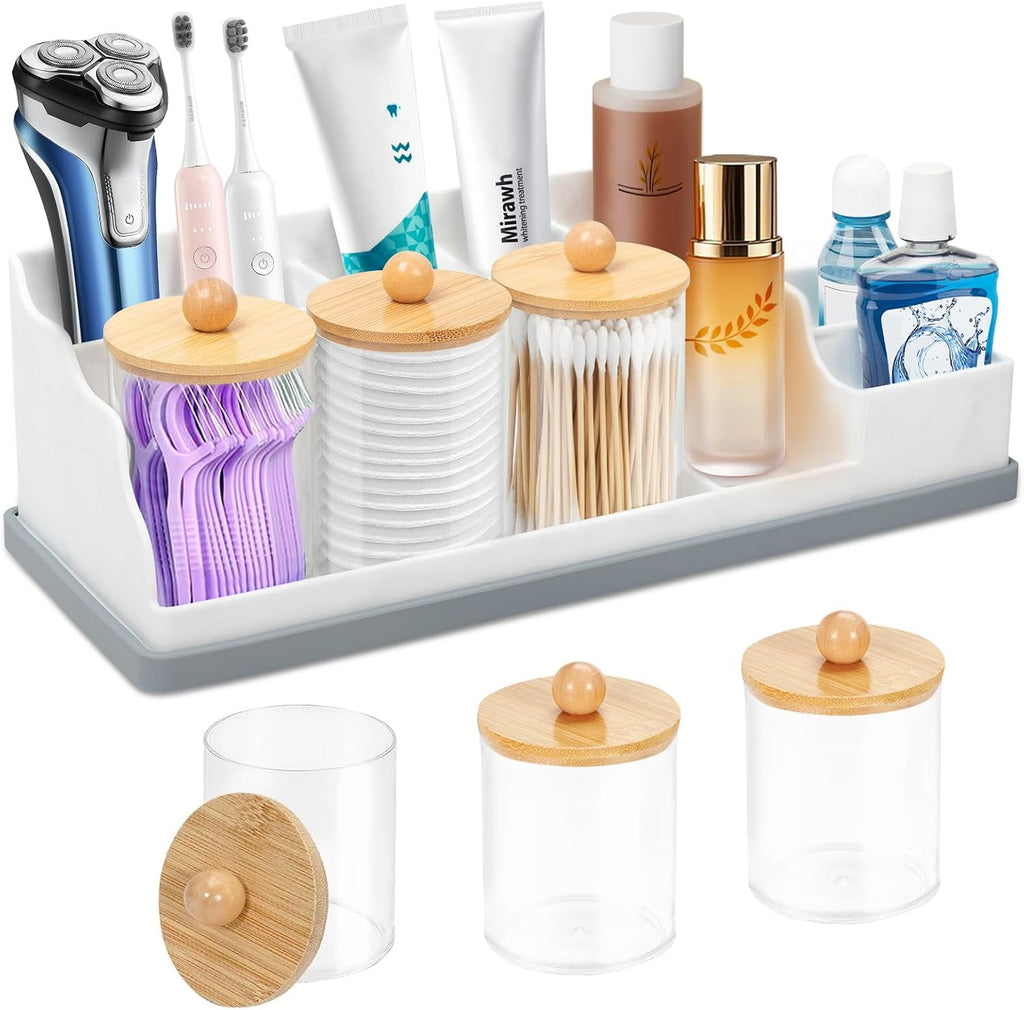 Organizador de mostrador de baño, soportes grandes de silicona blan...