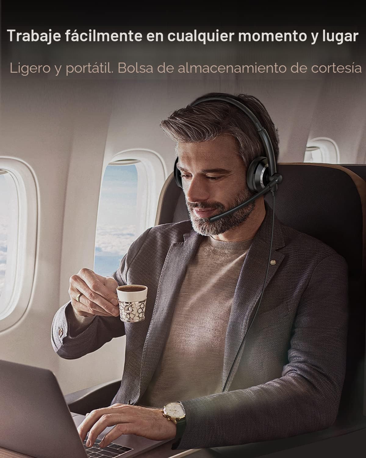 awatrue EH05-U Auriculares USB con cable con micrófono de cancelaci...