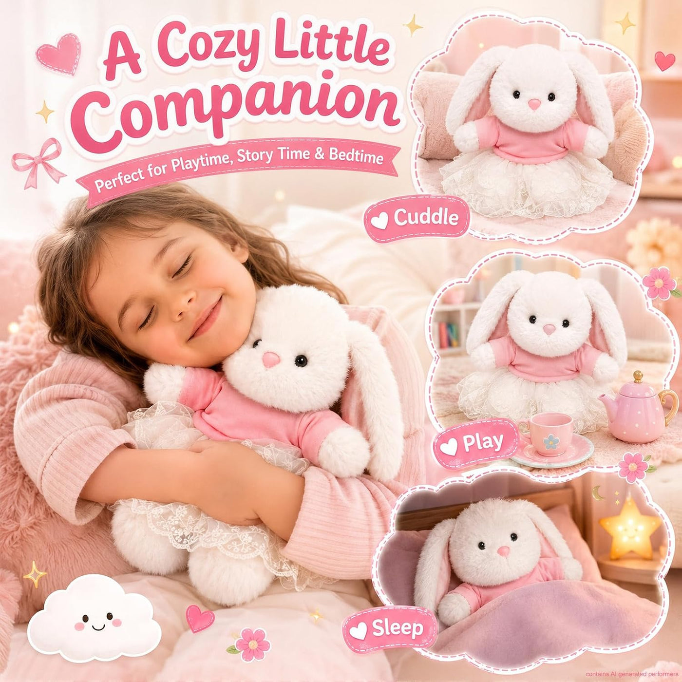 Juego de 8 piezas de peluche de conejo de 7.9 pulgadas para niñas |...