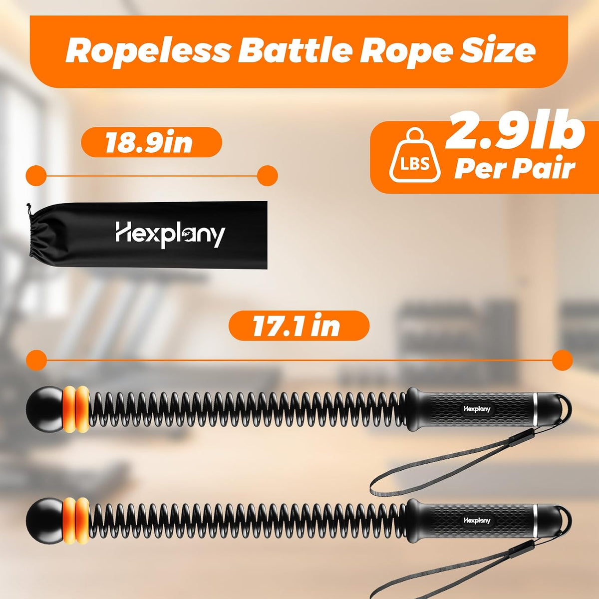 Hexplany Cuerdas de batalla sin cuerda de peso ajustable unisex par...