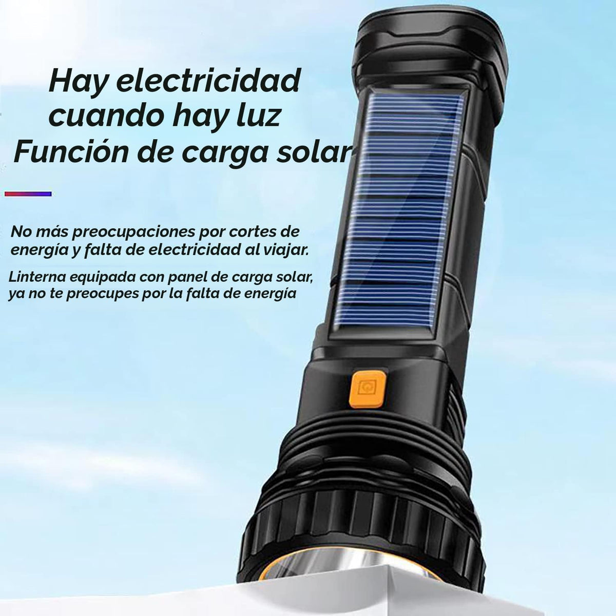 Linterna LED solar \/ recargable multifunción de 1000 lúmenes, con...