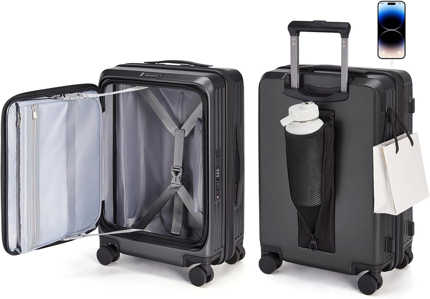 BAGSMART Equipaje de mano de apertura superior 22x14x9 aprobado por...