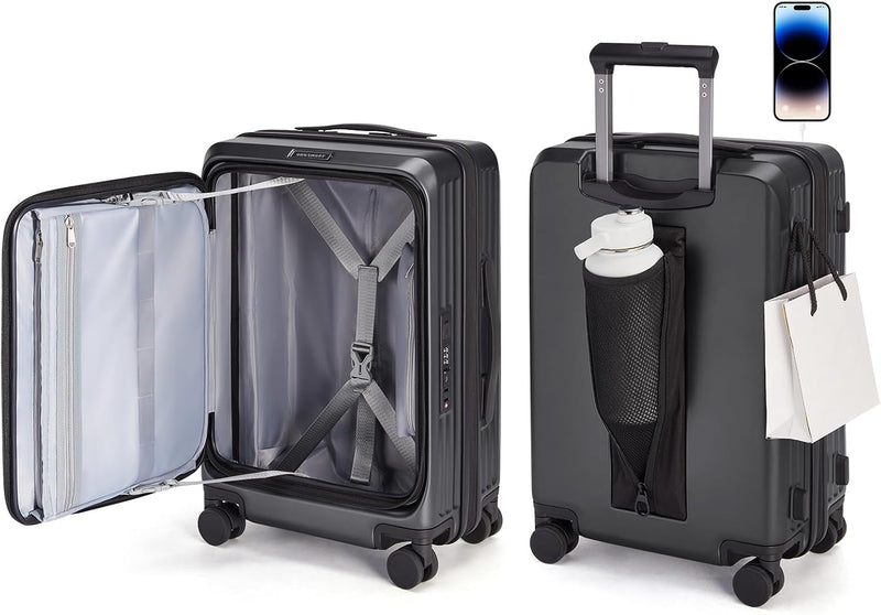 BAGSMART Equipaje de mano de apertura superior 22x14x9 aprobado por...