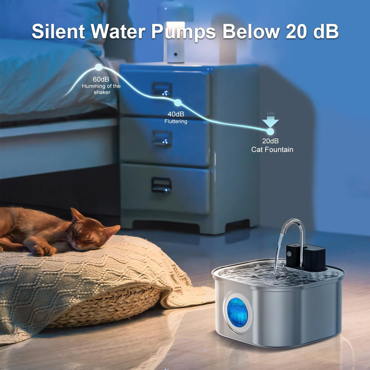Fuente de agua inalámbrica para gatos con 6 filtros + 6 esponjas, [...