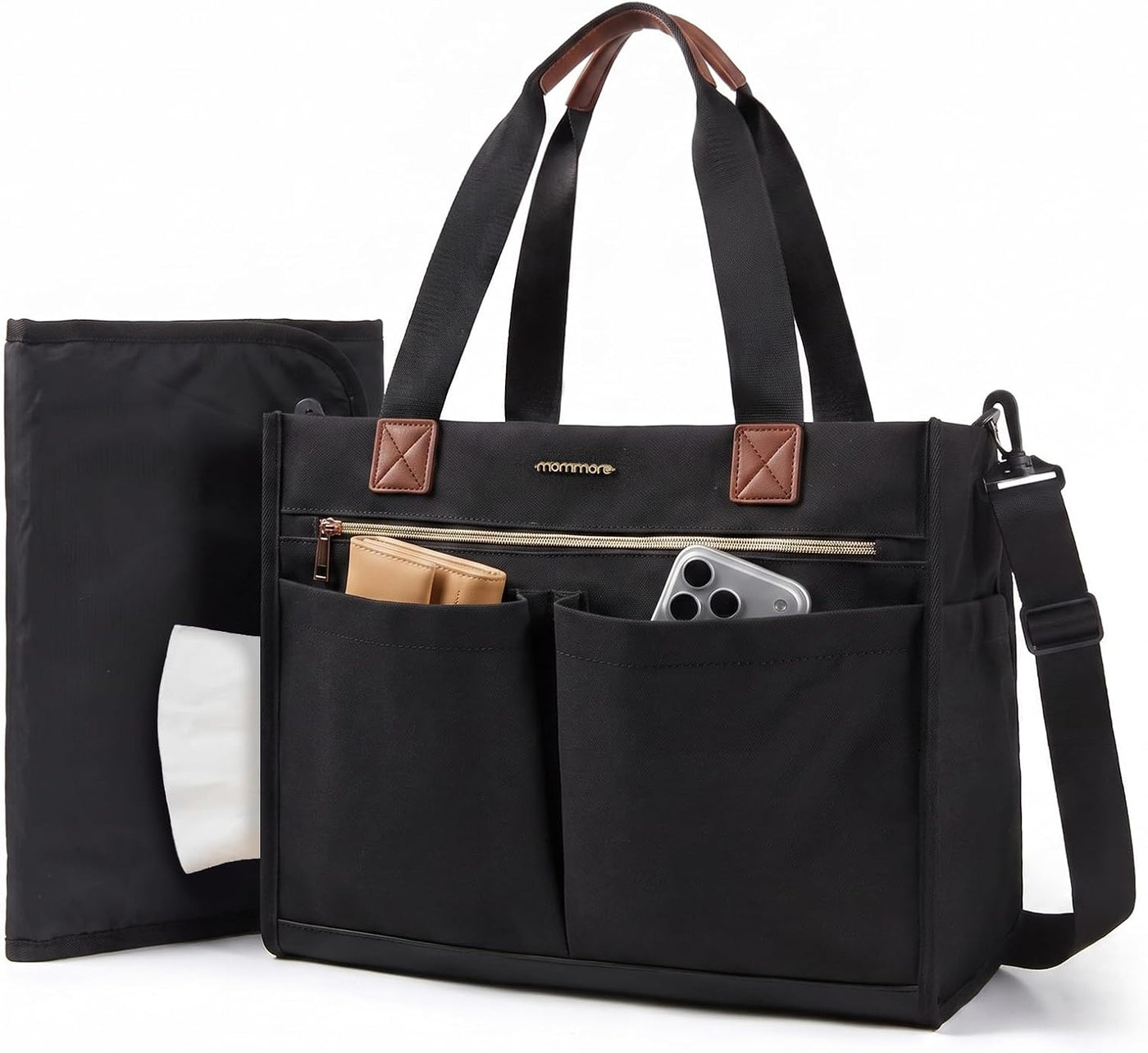 mommore Bolsa de pañales de lona Bolso de hospital con estilo para...