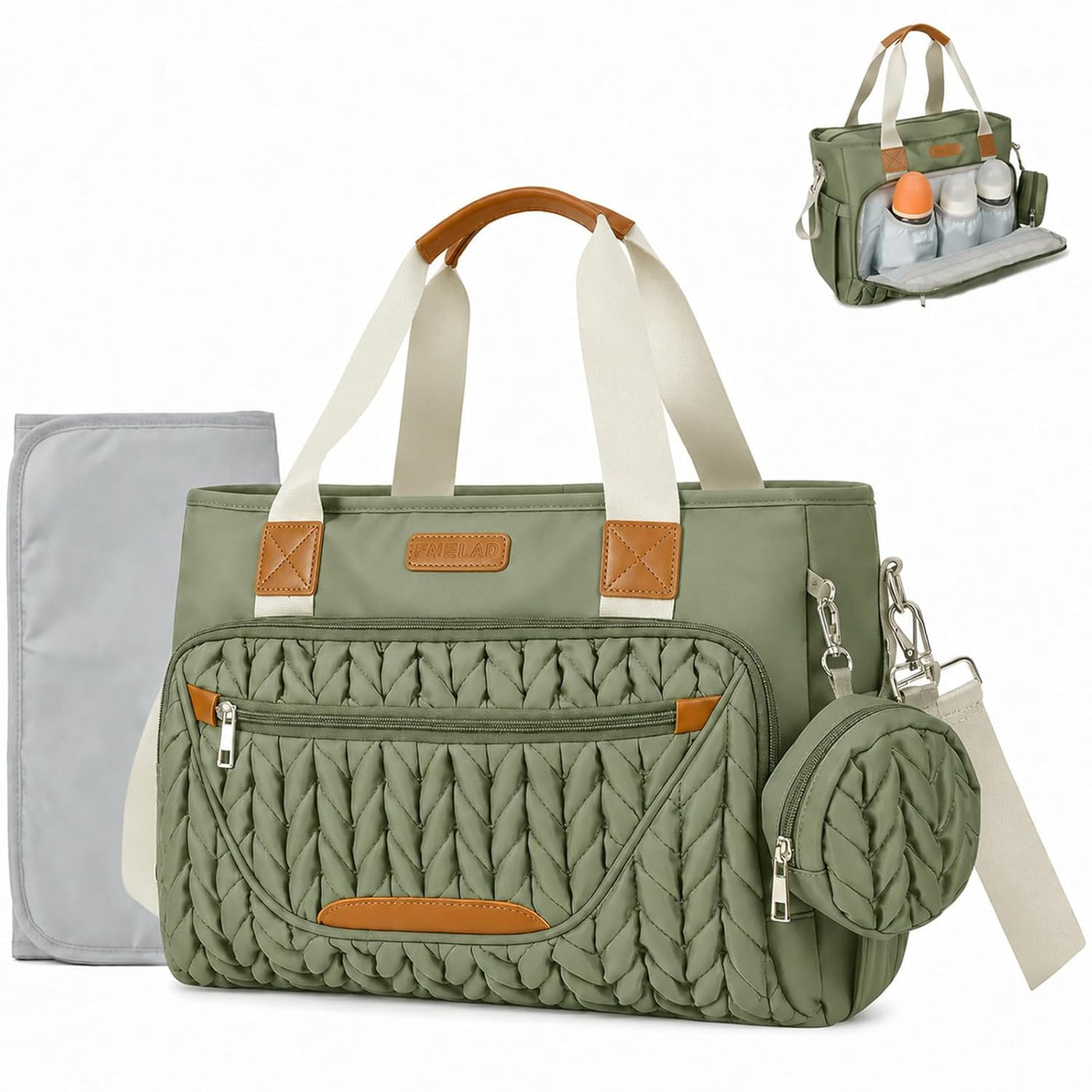 FHELAD Bolsa de pañales para mujer, bolsa de bebé con compartimento...