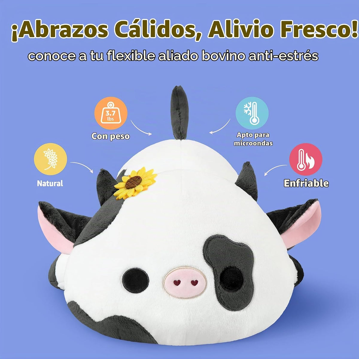 Onsoyours Animales de peluche originales de vaca girasol con peso y...